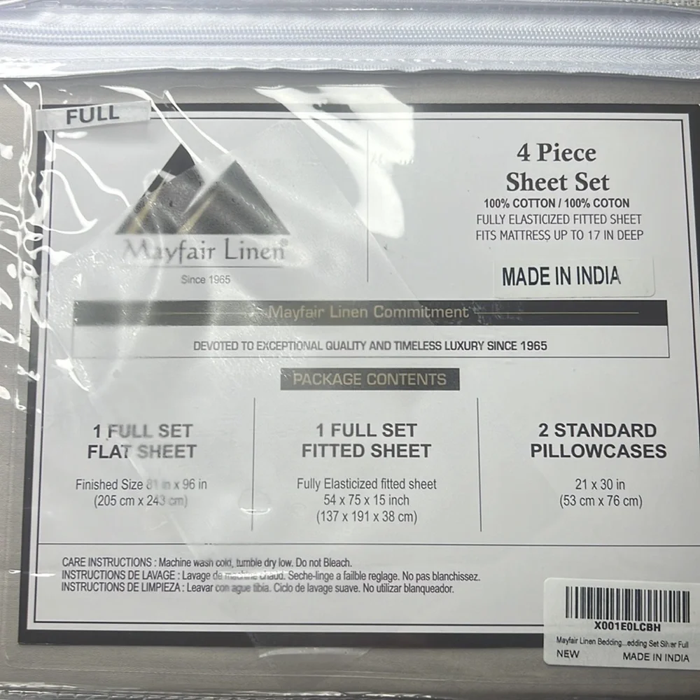 Full Size Sheet Set - 100% Cotton Sheets 4Pc Bed Sheets - Hotel Quality (Grey)